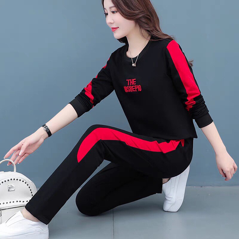 Bộ quần áo thu đông nữ 40-58kg mẫu "THE IN". Chất vải ấm á, co dãn. V13