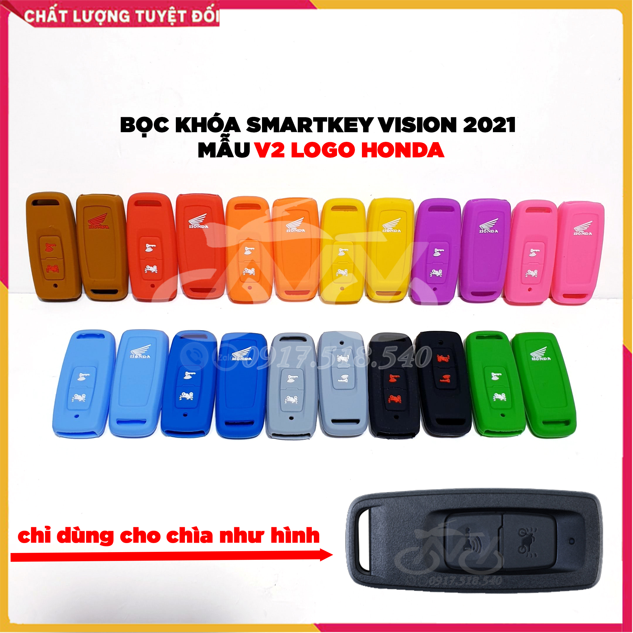 Bọc Chìa Khóa Smartkey Vision 2021 (Logo HONDA) - Bọc khóa silicon