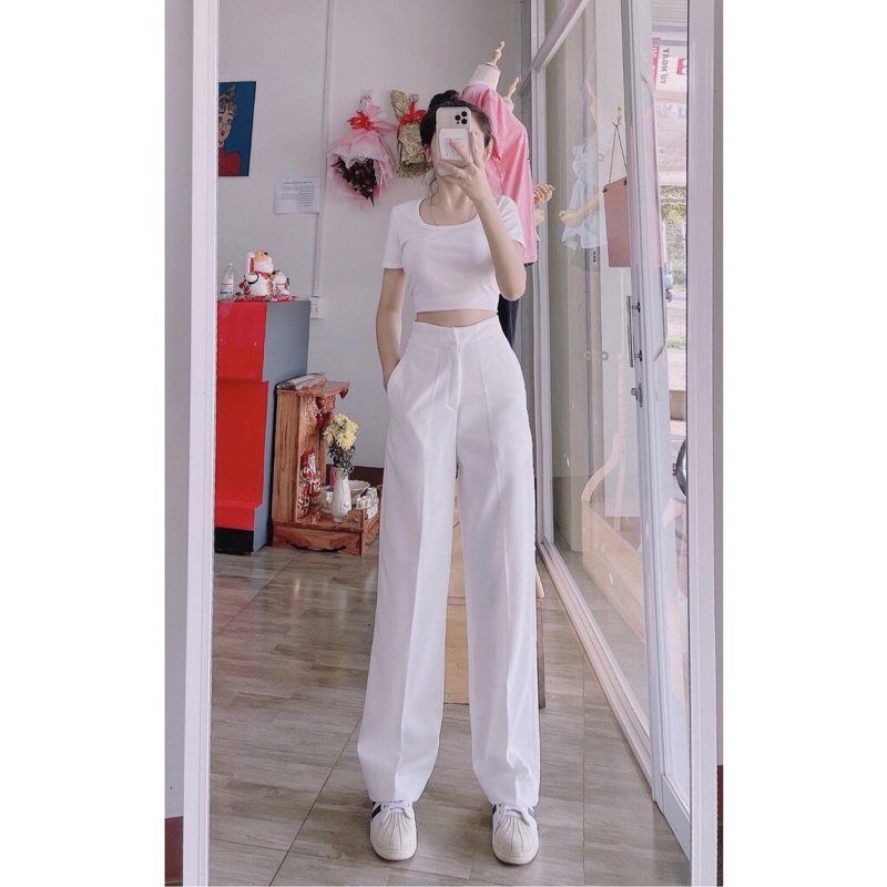 Quần ống rộng cạp cao chất tuyết mưa siêu hot hit QV01