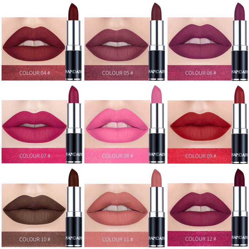 Son sáp lì kháng nước lâu trôi nhãn hiệu HANDAIYAN có 12 màu tùy chọn | BigBuy360 - bigbuy360.vn