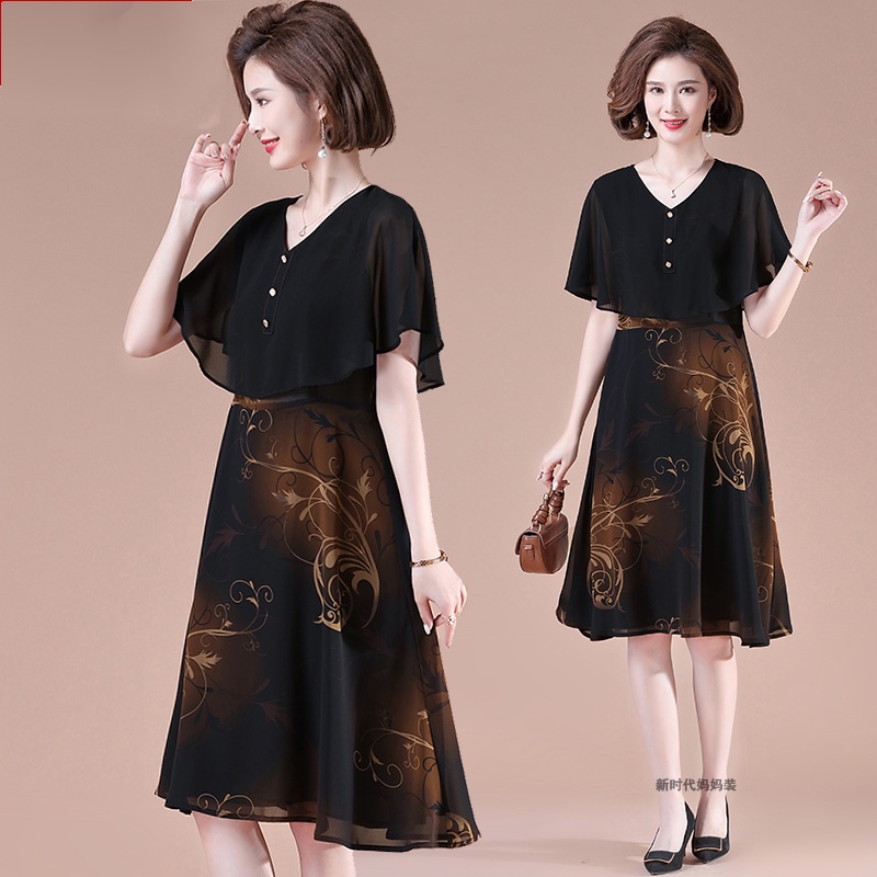 Đầm Chiffon Ngắn Tay Phong Cách Phương Tây Thời Trang Mùa Hè Cho Nữ