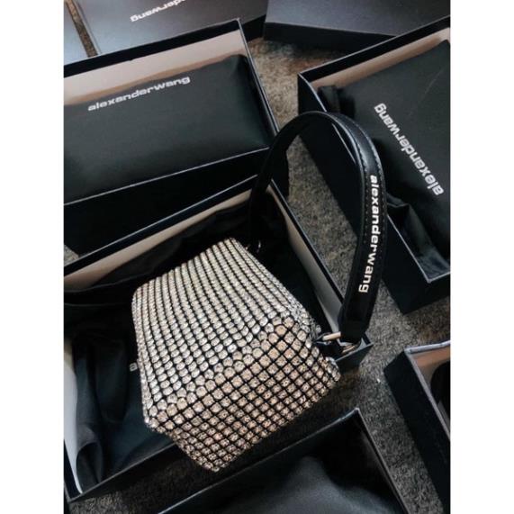 Túi xách đính đá siêu sáng cầm tay, gắn chữ đá quai cầm full box hàng chuẩn quảng châu loại 1, túi xách Linahop