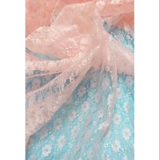 Vải Ren lưới màu cam sữa ,khổ 90cm.(1m/28k)