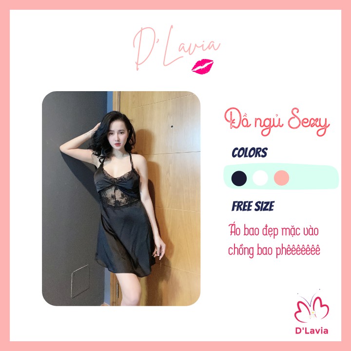 Đầm ngủ nữ quyến rũ gợi cảm phối ren sexy satin cao cấp mềm mịn thoáng mát AN24 - D'Lavia