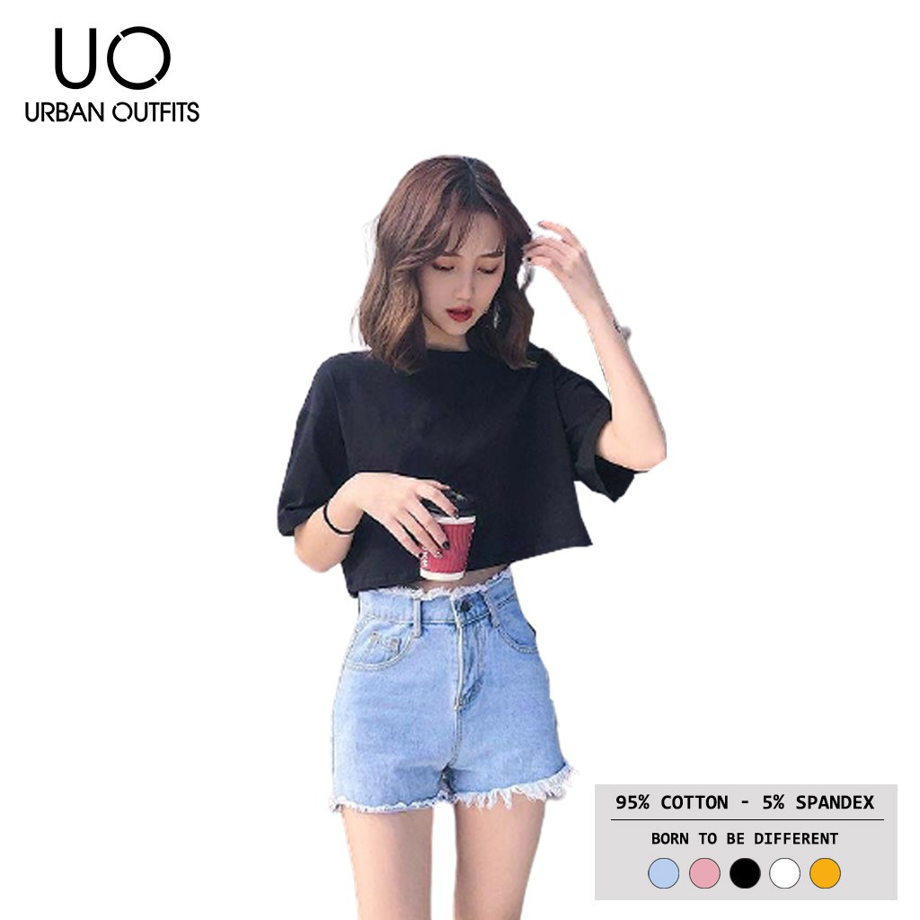 Áo Thun Tay Ngắn Nữ Unisex form suông Urban Outfits Crotop Trơn ATR10 100 cotton