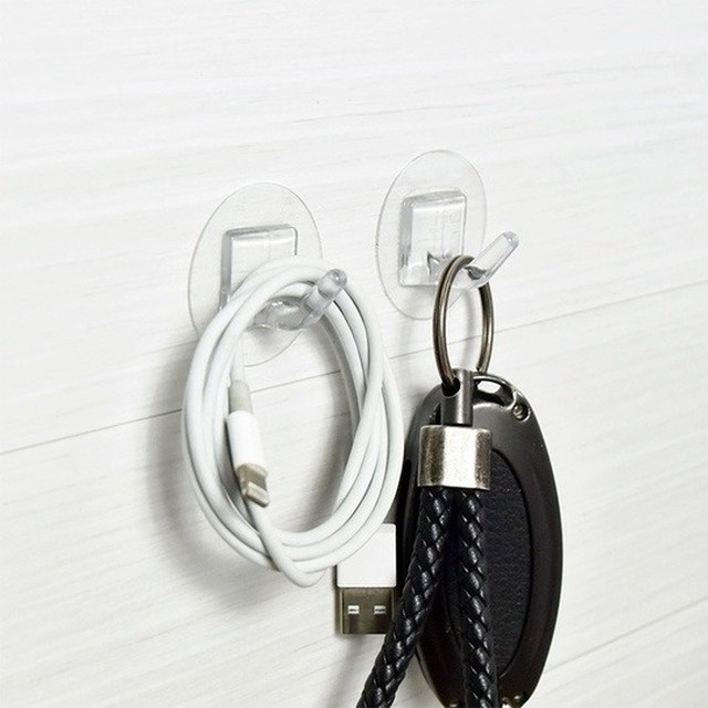 Móc treo đồ dán tường bằng nhựa trong suốt có thể tái sử dụng tiện lợi