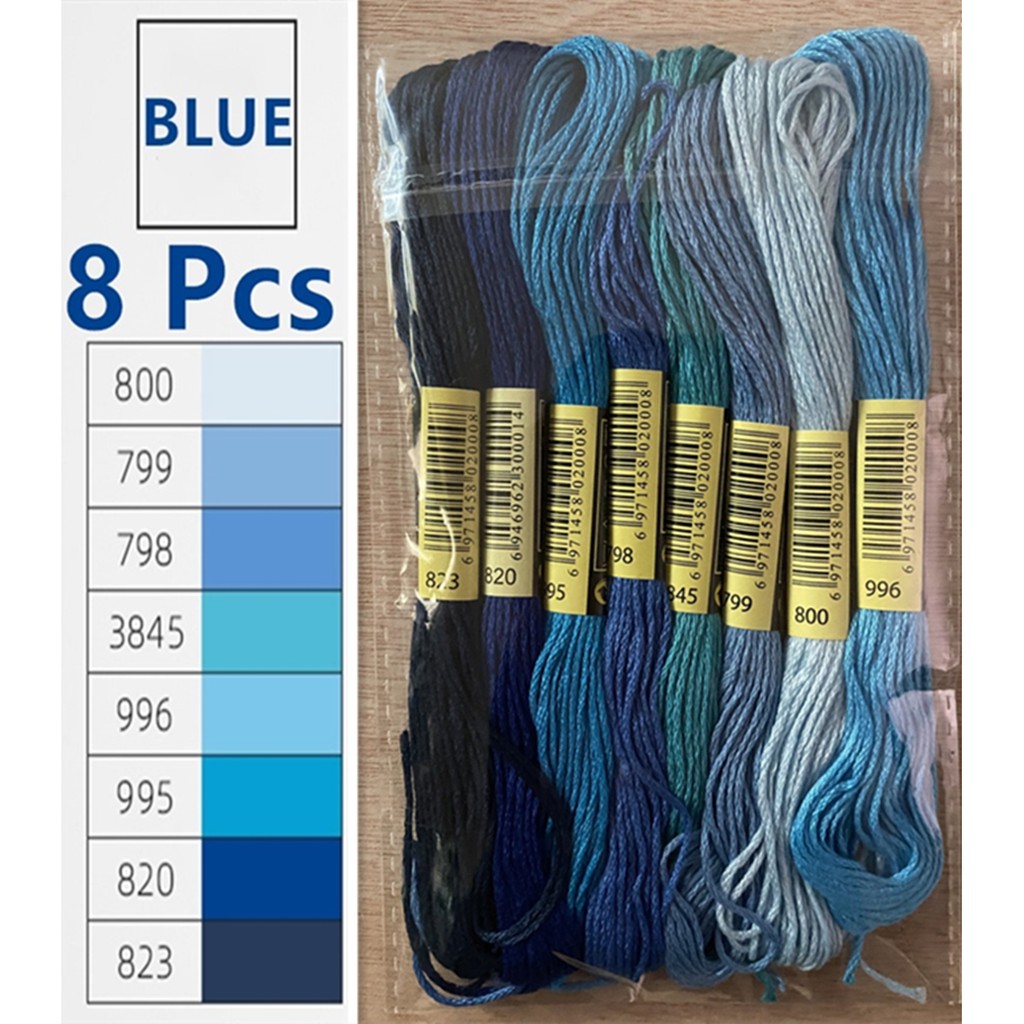 Cuộn Chỉ Thêu 8 Màu Dài 8m