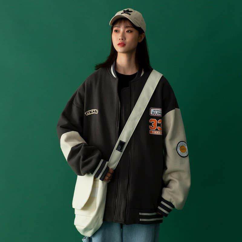(Có ảnh thật + video) Áo khoác bomber bóng chày nhung 33