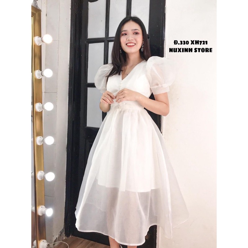 ĐẦM CỔ V PHỐI VOAN LƯỚI