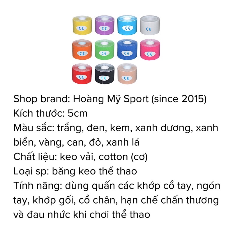 Băng keo thể thao cotton chống chấn thương, hỗ trợ thi đấu, tập luyện các môn thể thao vận động mạnh