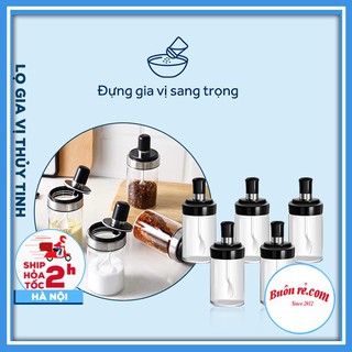 Lọ đựng gia vị thủy tinh kèm thìa thông minh - Hũ đựng gia vị, nước mắm trong suốt thìa kèm nắp tiện lợi 01477