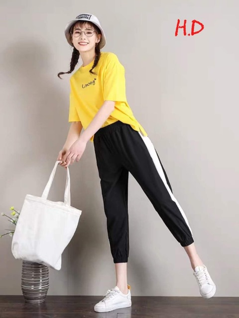 Bộ nữ Lovey quần sọc áo vàng HDA0320