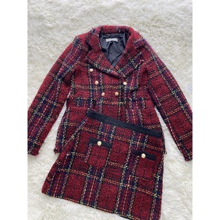SẴN SET DẠ ĐỎ TWEED ( có vidieo+ảnh thật)