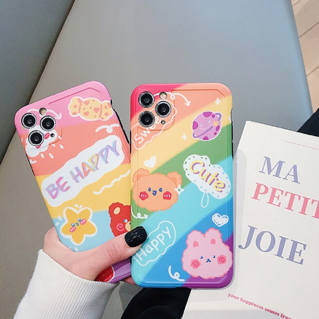 Ốp Lưng Ip⚡ Ốp Ip Gấu Thỏ Cầu Vồng ⚡ iP 6/6s/6plus/7/8/7plus/8plus/x/xs/xs max/11/11promax