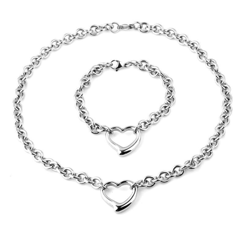 Set 2 Vòng Tay / Vòng cổ Bằng Thép Không Gỉ Thời Trang Cho Nữ