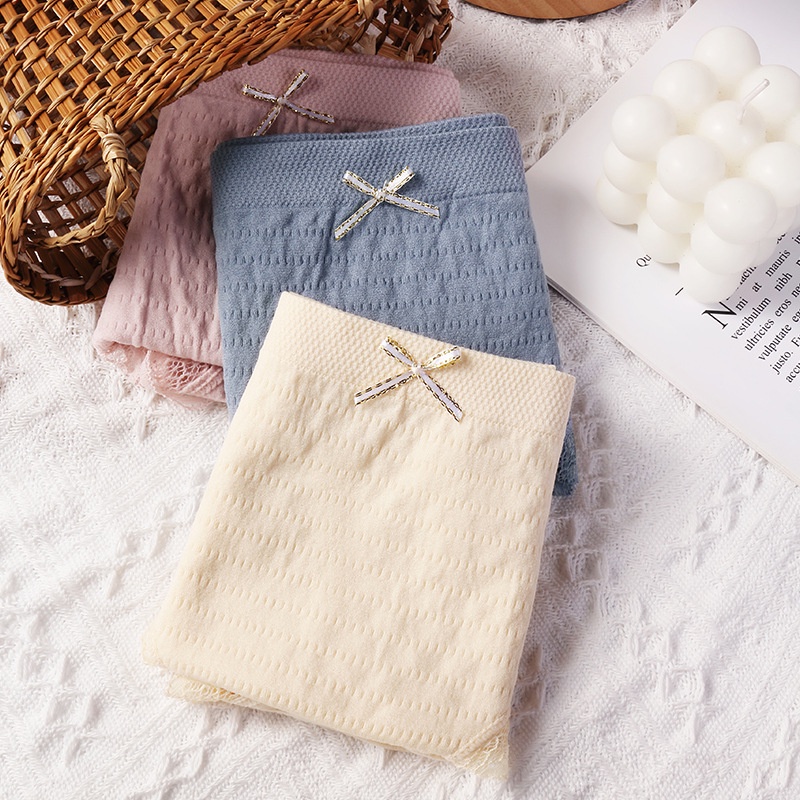 Combo 3 Quần lót nữ cotton dệt kim co giãn bốn chiều đáy cotton thoáng khí thấm hút ẩm đính nơ siêu gợi cảm NORICHIP.