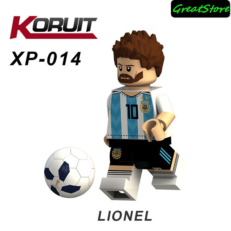 ( Hãng Sẵn Sàng ) MINIFIGURES LEGO XT 1003 Cầu Thủ C.RONALDO,MESSI,NEYMAR,BECKHAM,LUIZ NAZARIO,DE BRUYNY,MODRIC,CAVANI