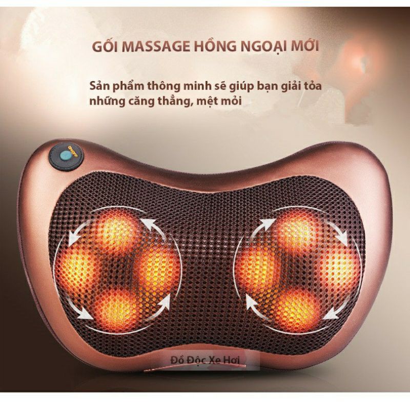 [ẢNH THẬT 1 ĐỔI 1 ] GỐI MASSAGE HỒNG NGOẠI 8 bi HÀN QUỐC CAO CẤP  [BẢO HÀNH]