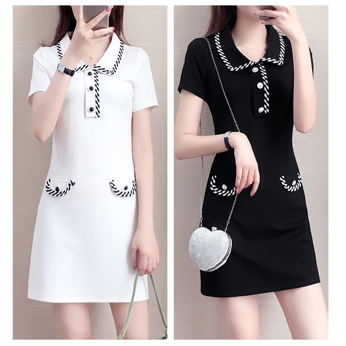 VÁY POLO HÀNG CAO CẤP PHỐI VIÊN HỌA TIẾT