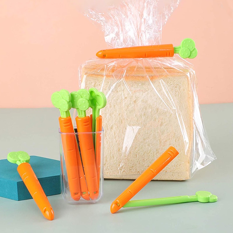 Set 5 Kẹp Nam Châm Hình Củ Cà Rốt Hoạt Hình Dùng Để Bảo Quản Thực Phẩm