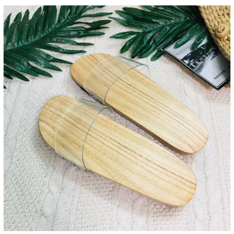 Guốc gổ quai nhung đen đế đen cho nử siêu đẹp