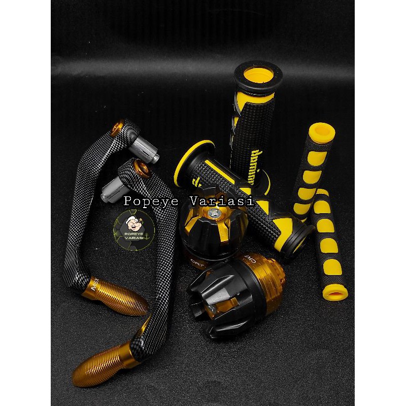 Miếng Dán Lưỡi Liềm Carbon + Tay Nắm Domino + Trái Cây Rồng + Tay Cầm Cao Su Cho Tất Cả Động Cơ