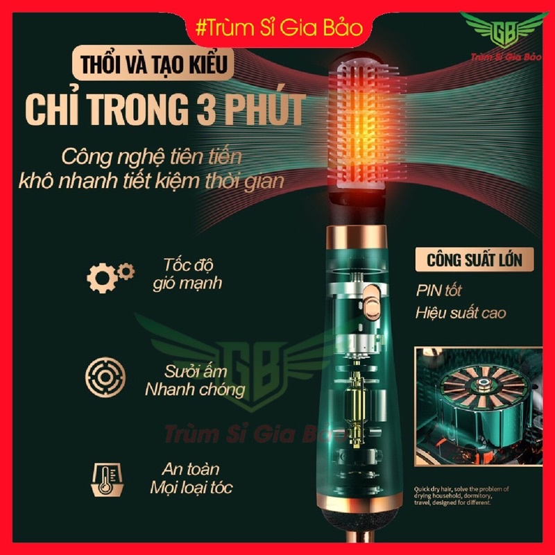 Máy sấy tóc mini đa năng 4 in 1 công suất lớn , máy làm tóc uốn chải tiện lợi không tay cầm phong cách Hàn Quốc.