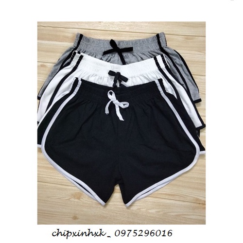 Quần short thể thao nữ CHIPXINHXK  phối 3 sọc, chất cotton mềm mịn