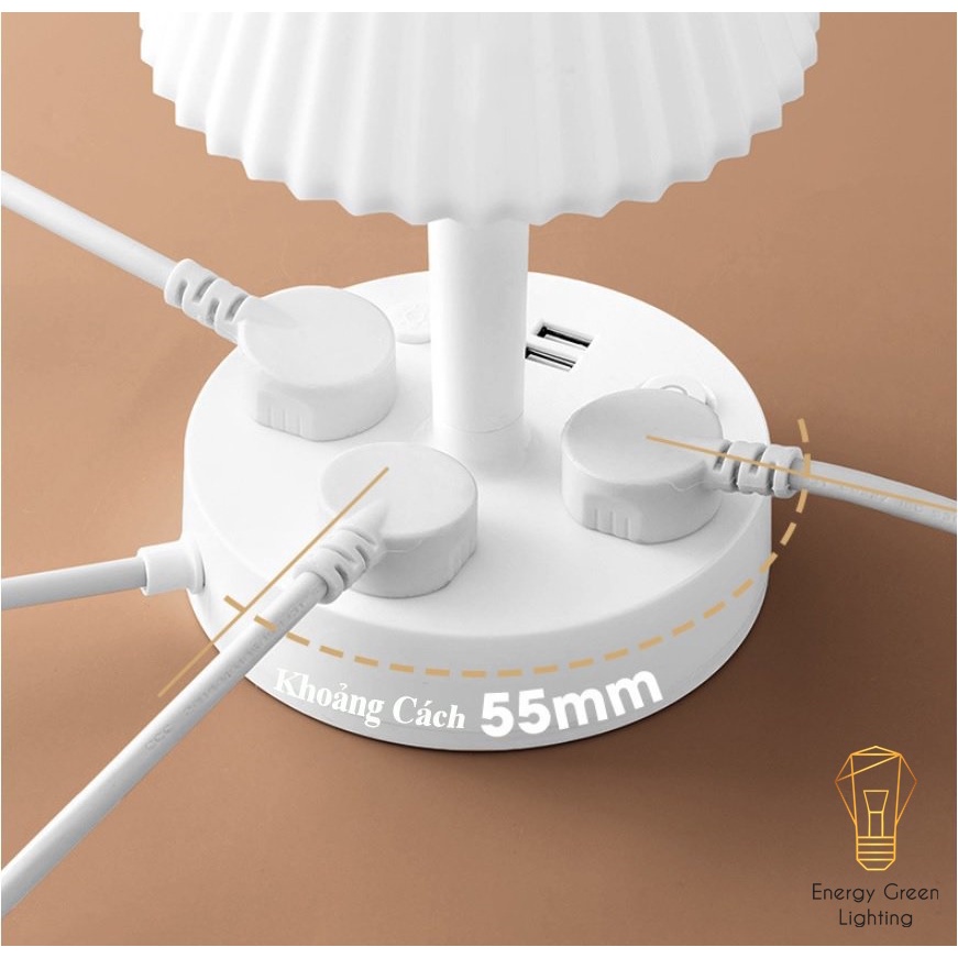 Ổ Cắm Điện Energy Green Lighting Thông Minh Kiêm Đèn Bàn OD-435 - Tích Hợp Đèn Chiếu Sáng - 3 Chế Độ Ánh Sáng - Dây Điện