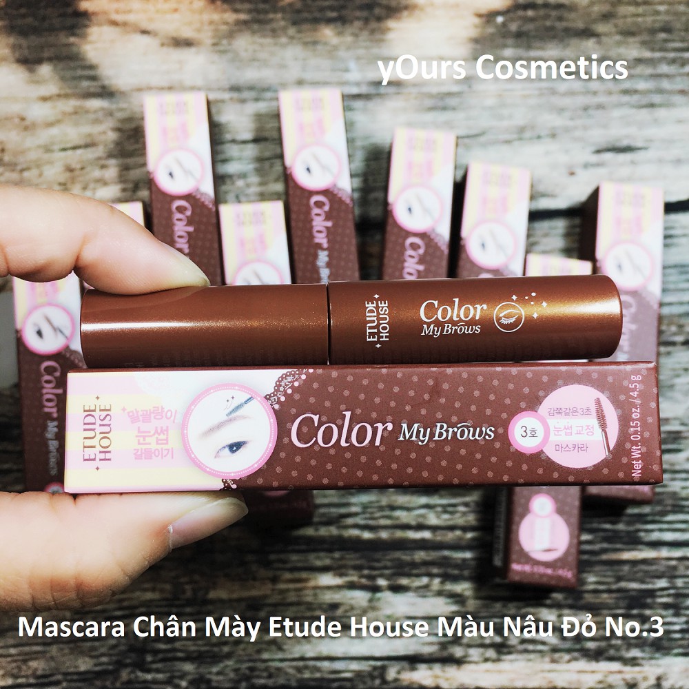 [Auth Hàn] Mascara Chân Mày Etude House Color My Brow Màu Nâu Đỏ 03 Red Brown - Mascara Chân Mày Etude House Màu Nâu Đỏ