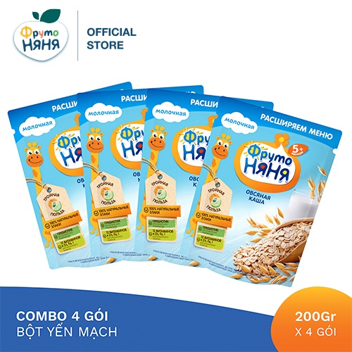 Combo 4 Gói Bột yến mạch Fruto Nyanya 200g/gói