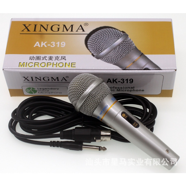 Micro Xingma AK-319 chuyên karaoke hát siêu nhẹ và bắt giọng , micro có dây hàng chính hãng xingma