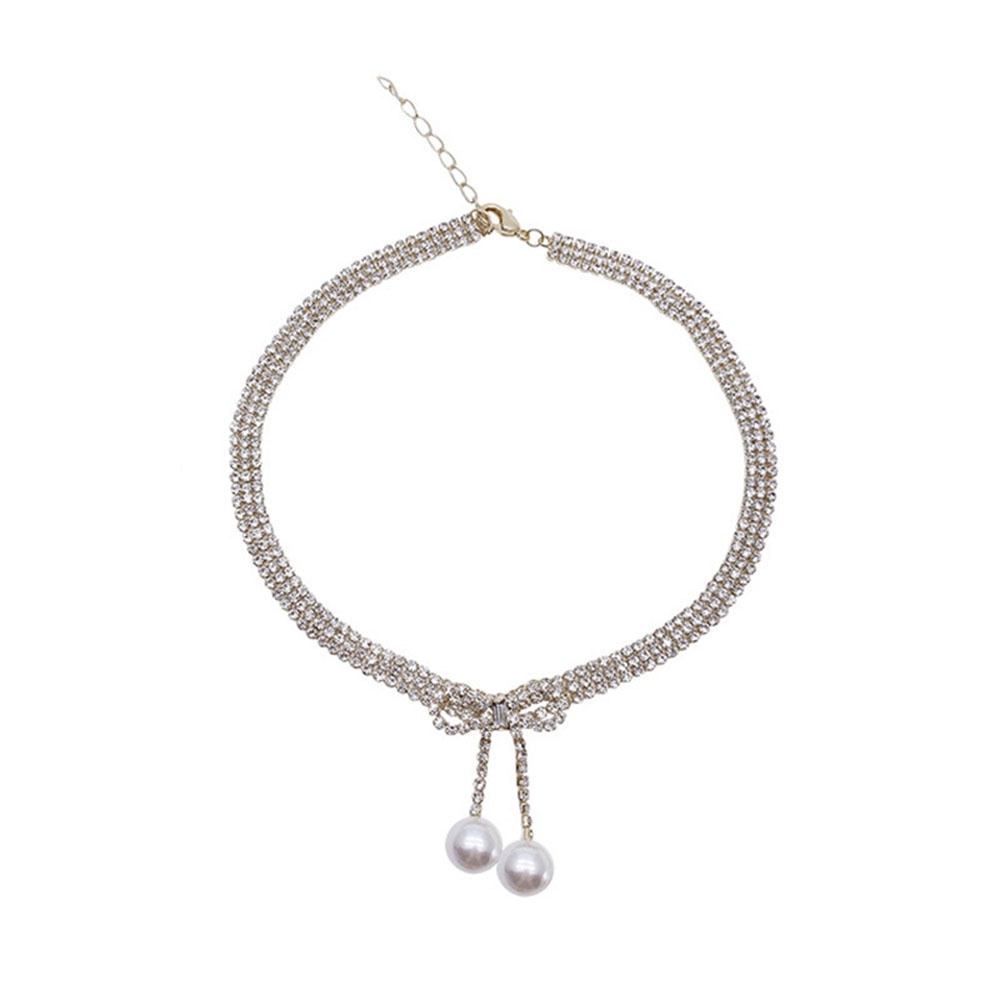 Vòng Cổ Choker Đính Đá Ngọc Trai Thời Trang Mùa Hè Hàn Quốc Cho Nữ