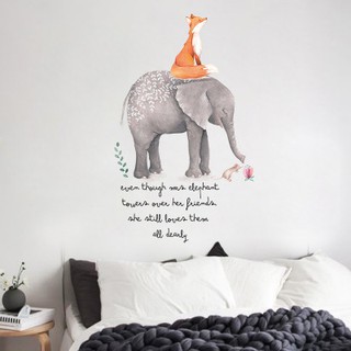 Decal dán tường elephant and fox