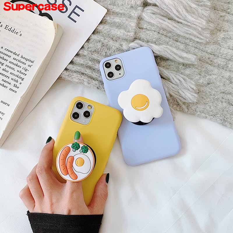 Ốp điện thoại mềm có vòng đỡ bánh quy hoạt hình dễ thương cho Xiaomi Mi A2 Lite Redmi 5 Plus 6 Pro 7 Y3 6A 6 4X 4A