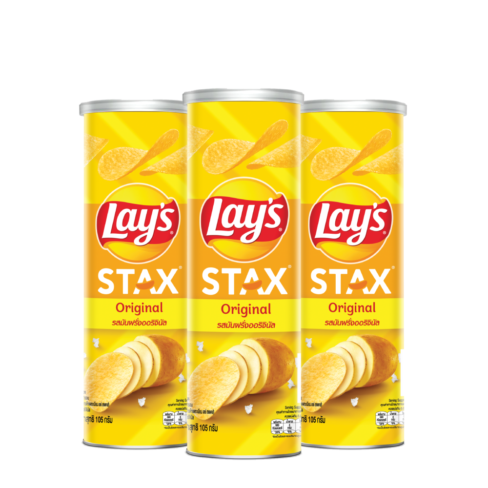 Combo 3 Snack Lay's Stax Khoai Tây Nướng Vị Tự Nhiên hộp 105G