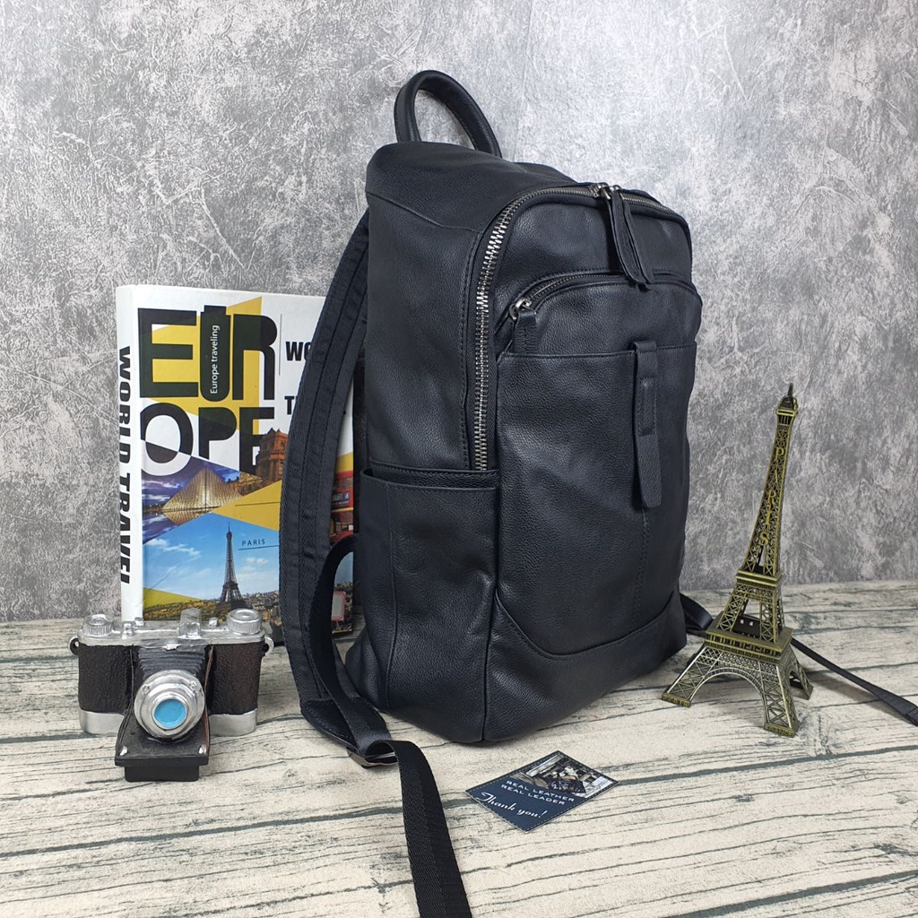 Ba lô nam da bò thật; Balo da bò nam nữ BP403LEA  - 100% da bò thật, BH 3 năm