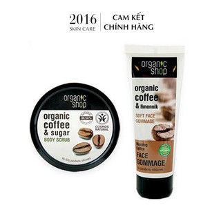 Bộ Đôi Organic Shop Chiết Xuất Cà Phê Tẩy Tế Bào Chết Cho Body Và Mặt - Nga - 2016 Skincare