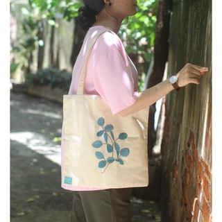 Túi vải, túi vải bố thô, canvas, túi tote thêu hình lá