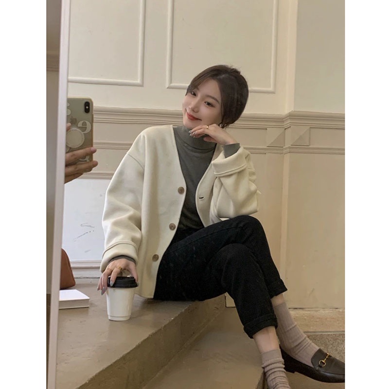 Áo Cardigan Dạ Lông Thỏ Cổ Tym Hàng Quảng Châu M8129