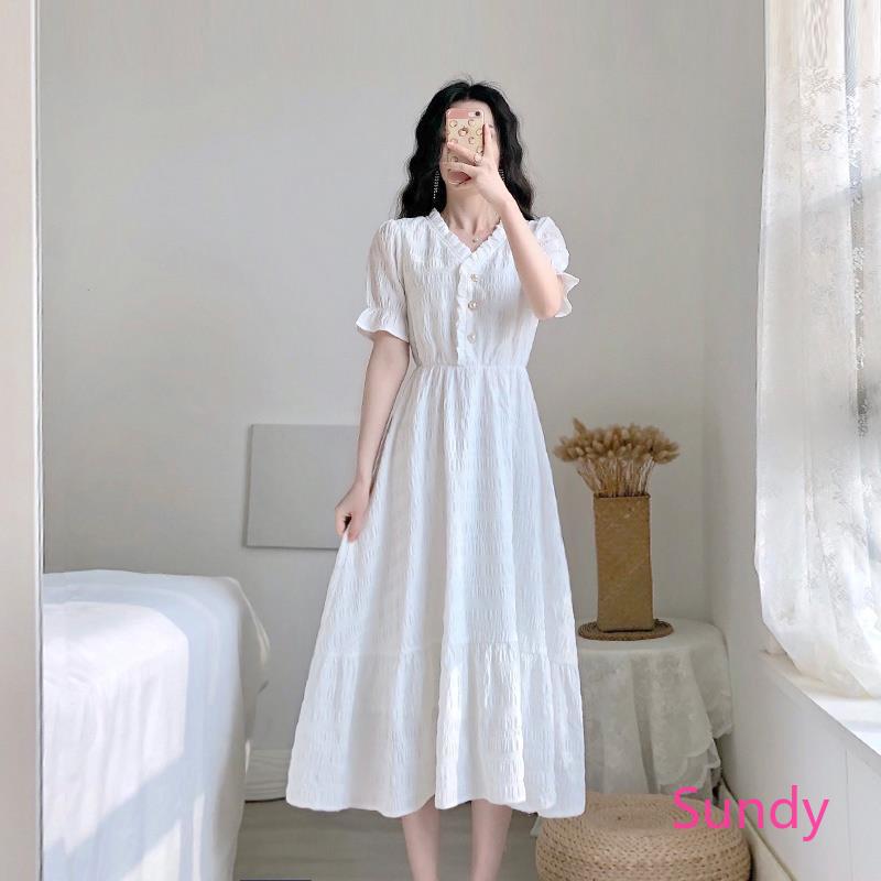Đầm màu trắng phong cách Pháp retro sang trọng cho nữ