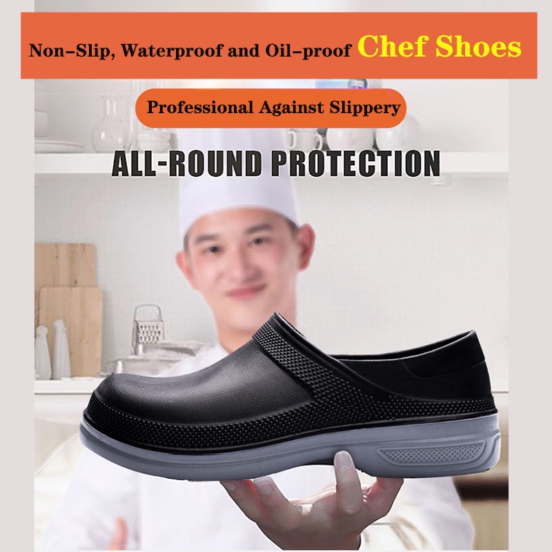 Giày Đầu Bếp Cao Su Cổ Thấp Chống Thấm Nước Chống Trượt Chống Dầu Có size Lớn Thời Trang Cho Nam