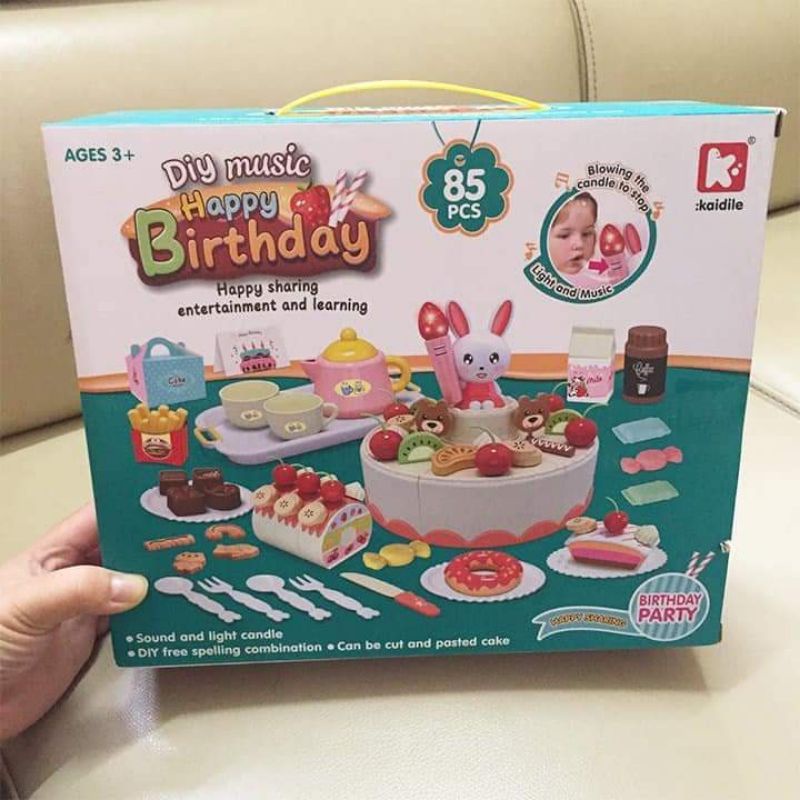 BỘ ĐỒ CHƠI CẮT BÁNH SINH NHẬT CÓ ĐÈN NHẠC 85 pcs CHO BÉ