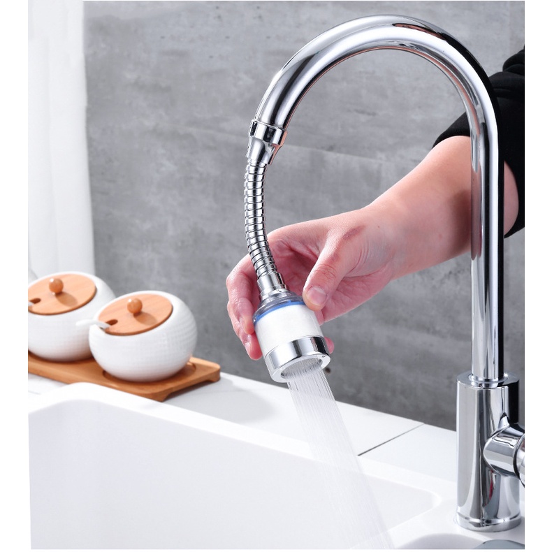 Đầu vòi nối vòi rửa chén bát, đầu vòi tăng áp lõi lọc bông nhựa trong suốt, dây Dài mềm, dễ dàng điều chỉnh khi sử dụng