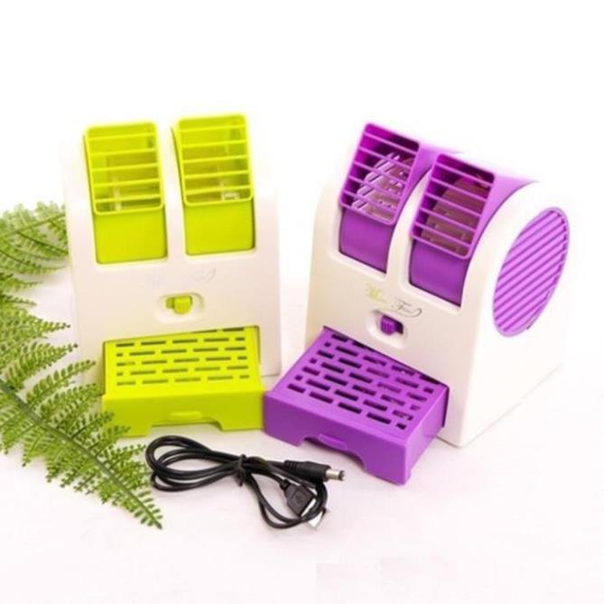Quạt Điều Hòa Mini Để Bàn Hơi Nước 2 Cửa Có Khay Đá Tiện Dụng
