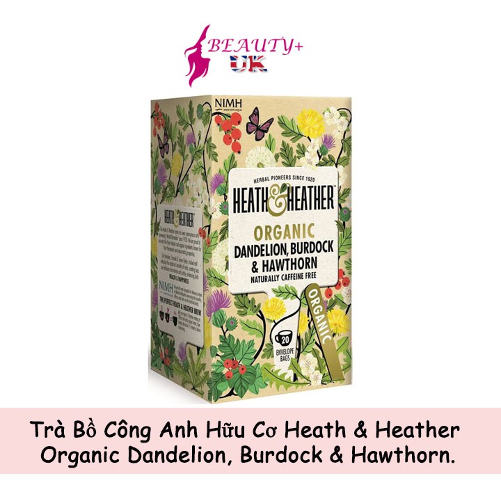 Trà Bồ Công Anh Hữu Cơ Heath & Heather Organic Dandelion, Burdock & Hawthorn Nhập Từ Anh