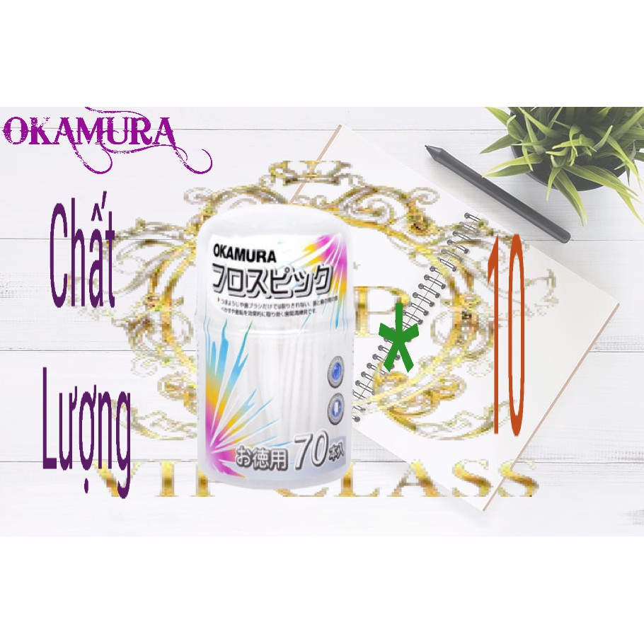 OKAMURA_ Combo 10 Hộp tăm chỉ kẽ răng Okamura 70 cây