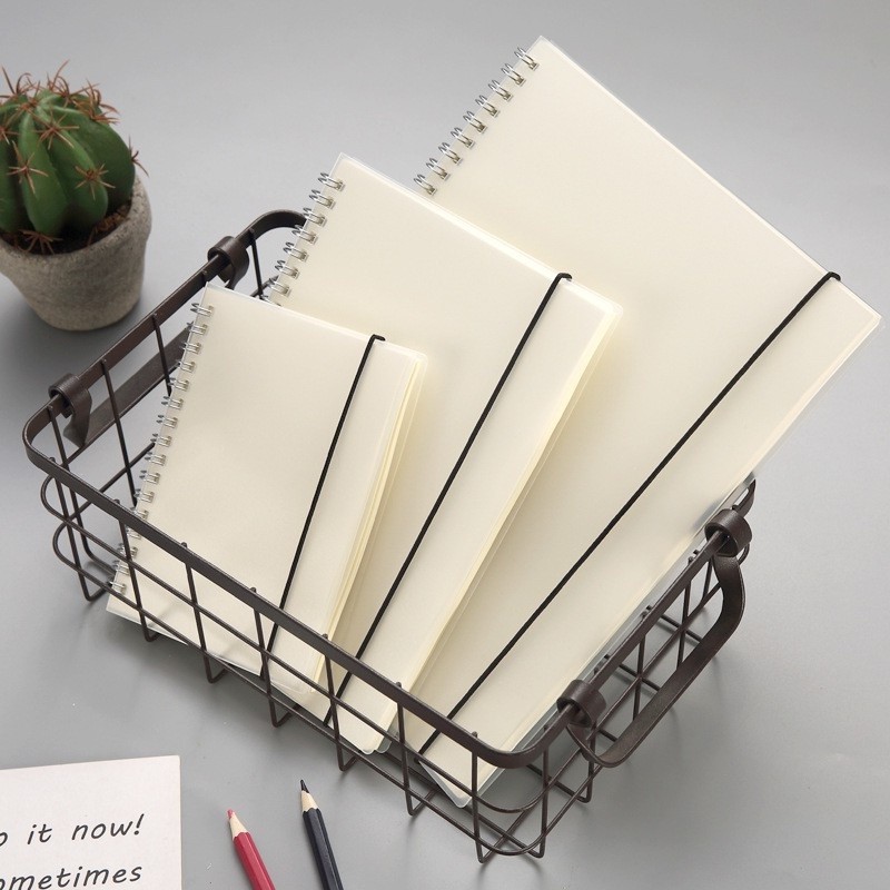 Sổ tay gáy xoắn lò xo B5_A5_A6 160 trang bìa trong suốt chống nước chất giấy siêu đẹp Bullet Journal