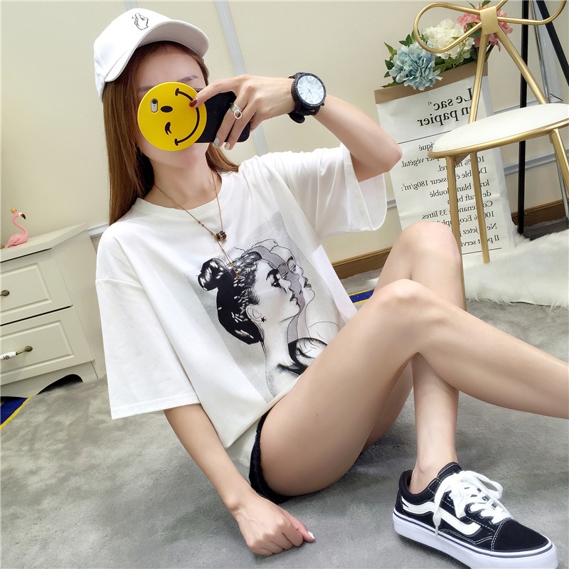 FREESHIP ĐƠN 99K_ Áo Thun Dáng Rộng Cổ Tròn Hoạ Tiết Hoạt Hình Thời Trang Cho Cặp Đôi