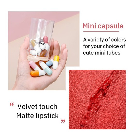 Set 6/16 son môi DEROL mini nhung lì lâu trôi cao cấp đẹp mắt dạng viên thời trang | BigBuy360 - bigbuy360.vn